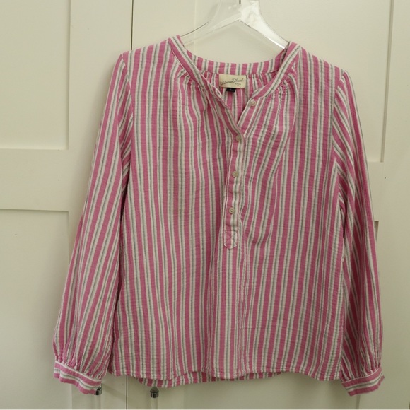Pink Stripped Preppy Ladies Blouse - Picture 2 of 5